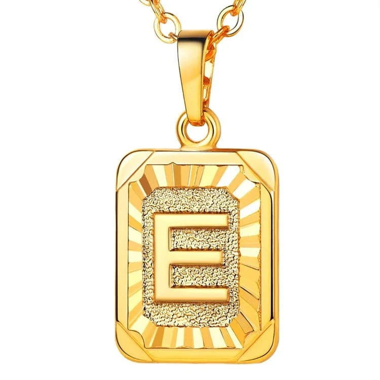gold / e Wholesale English Letters Charm 18k Gold Plated Stainless Steel Chain Initial Letter Alphabet Pendant Necklace Women Jewelry