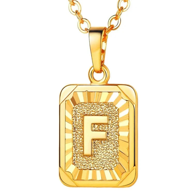 gold / f Wholesale English Letters Charm 18k Gold Plated Stainless Steel Chain Initial Letter Alphabet Pendant Necklace Women Jewelry