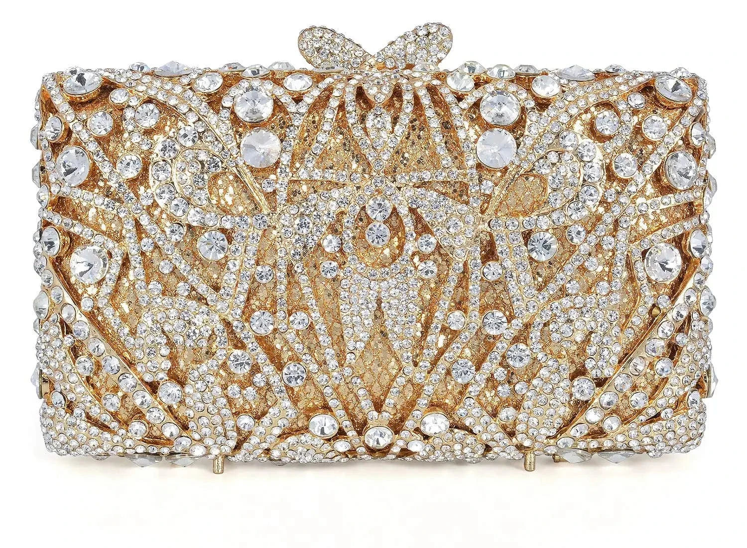 Gold Fast Delivery Hollow Out Purse Diamond Luxury Handmade Rhinestone Gown Wedding Party Crystal Evening Clutch Bag