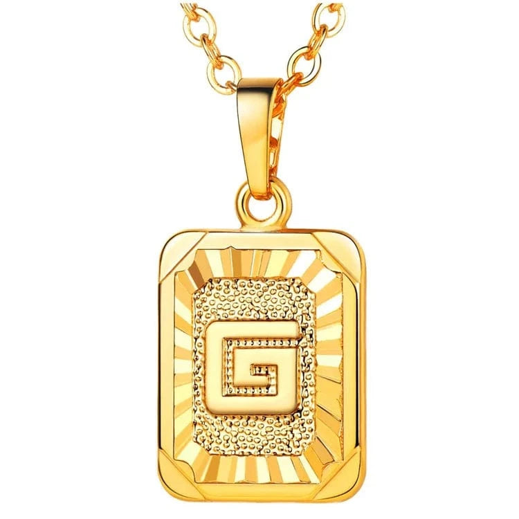 gold / g Wholesale English Letters Charm 18k Gold Plated Stainless Steel Chain Initial Letter Alphabet Pendant Necklace Women Jewelry