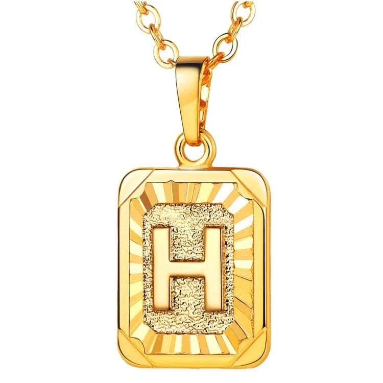 gold / h Wholesale English Letters Charm 18k Gold Plated Stainless Steel Chain Initial Letter Alphabet Pendant Necklace Women Jewelry