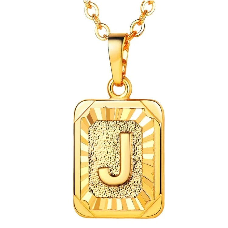 gold / j Wholesale English Letters Charm 18k Gold Plated Stainless Steel Chain Initial Letter Alphabet Pendant Necklace Women Jewelry