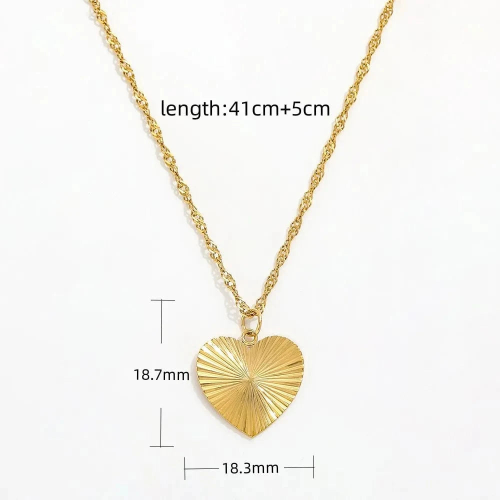 Gold Joolim Hot Sale 18K PVD Gold Plated Waterproof Tarnish Free Burst Heart Pendant Stainless Steel Necklace Design Jewelry