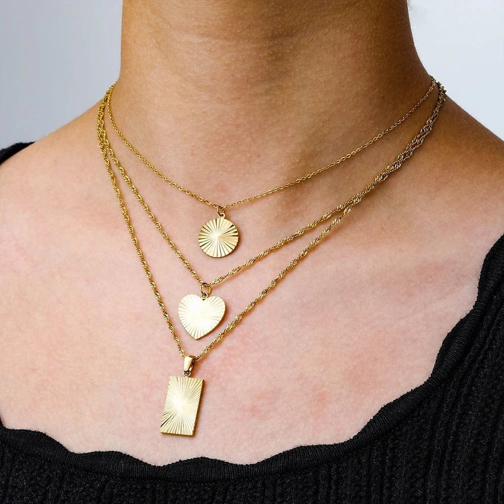 Gold Joolim Hot Sale 18K PVD Gold Plated Waterproof Tarnish Free Burst Heart Pendant Stainless Steel Necklace Design Jewelry