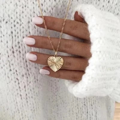 Gold Joolim Hot Sale 18K PVD Gold Plated Waterproof Tarnish Free Burst Heart Pendant Stainless Steel Necklace Design Jewelry