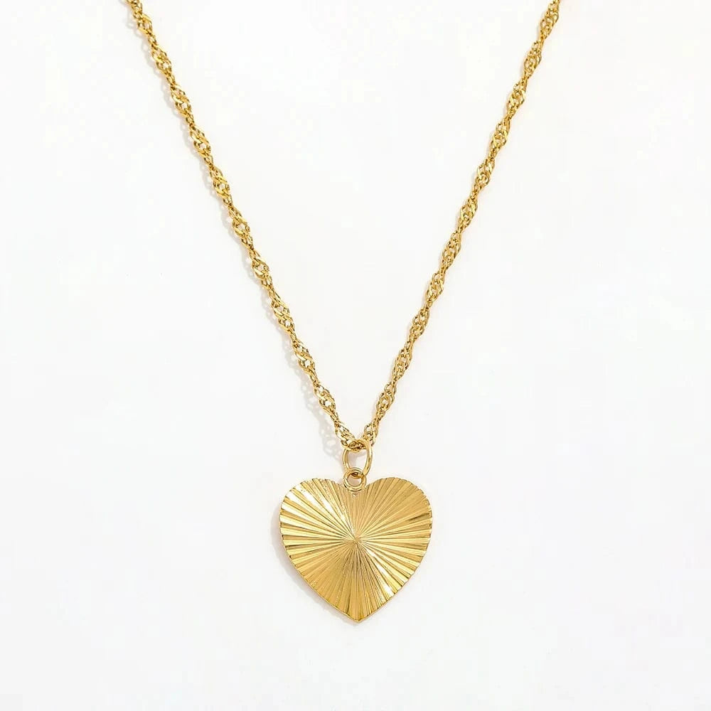 Gold Joolim Hot Sale 18K PVD Gold Plated Waterproof Tarnish Free Burst Heart Pendant Stainless Steel Necklace Design Jewelry