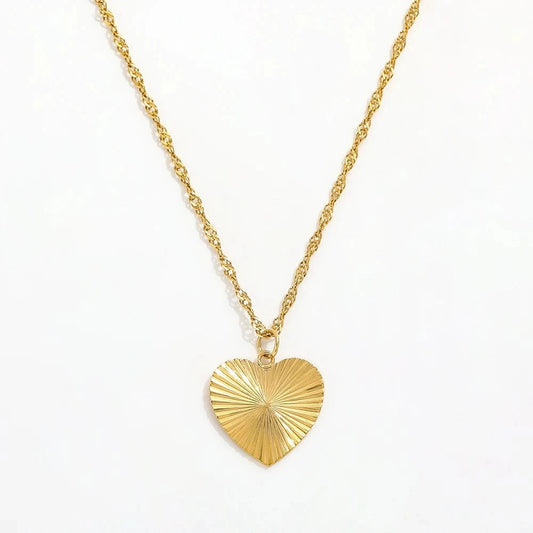 Gold Joolim Hot Sale 18K PVD Gold Plated Waterproof Tarnish Free Burst Heart Pendant Stainless Steel Necklace Design Jewelry