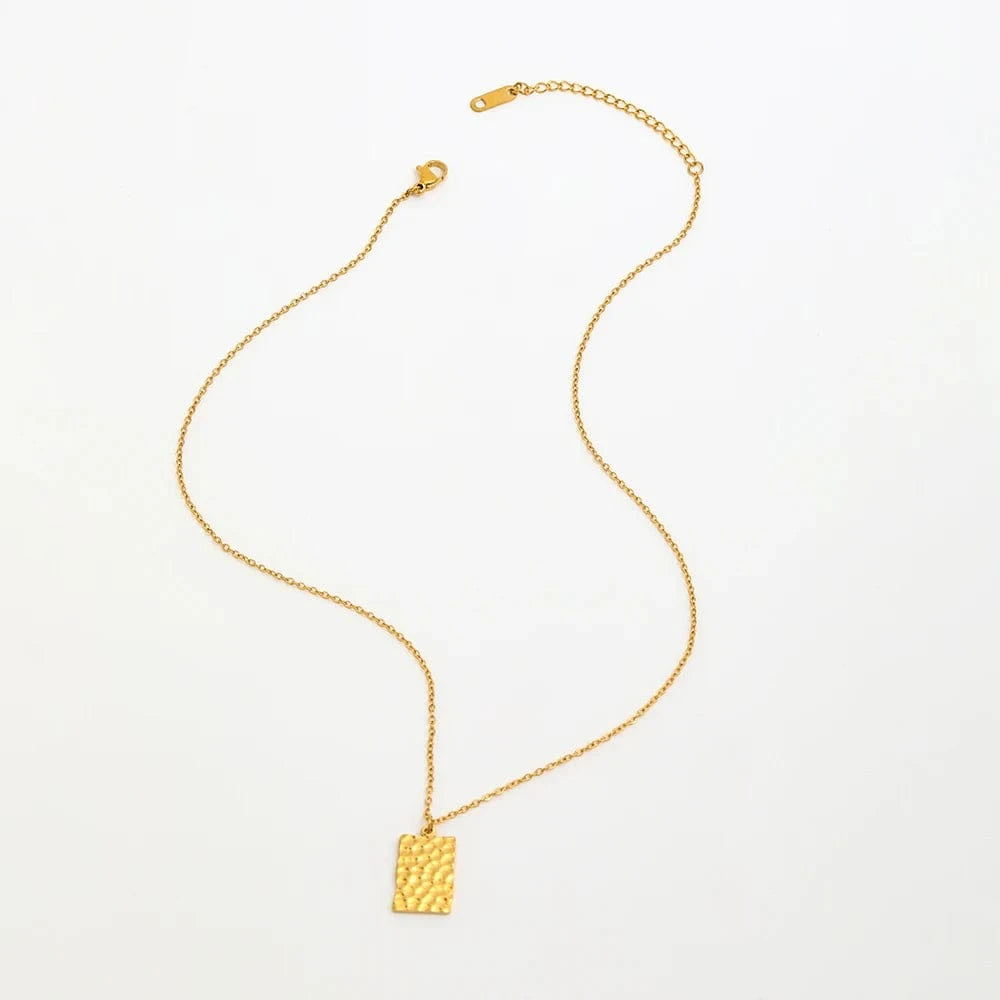Gold Joolim Jewelry 18K Gold Plated Hammered Pendant Choker Necklace Dainty Necklace