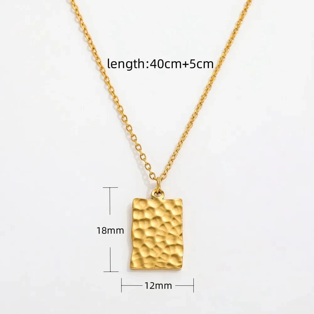Gold Joolim Jewelry 18K Gold Plated Hammered Pendant Choker Necklace Dainty Necklace