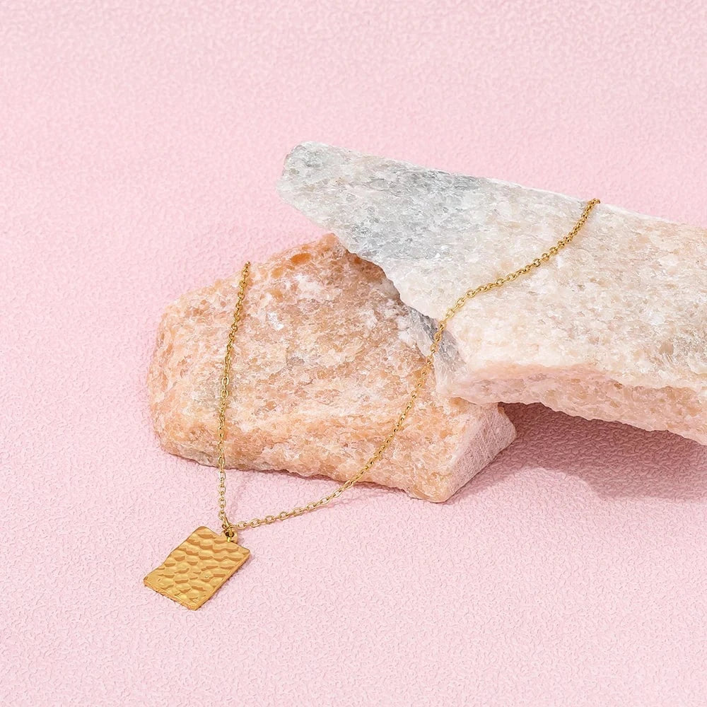 Gold Joolim Jewelry 18K Gold Plated Hammered Pendant Choker Necklace Dainty Necklace