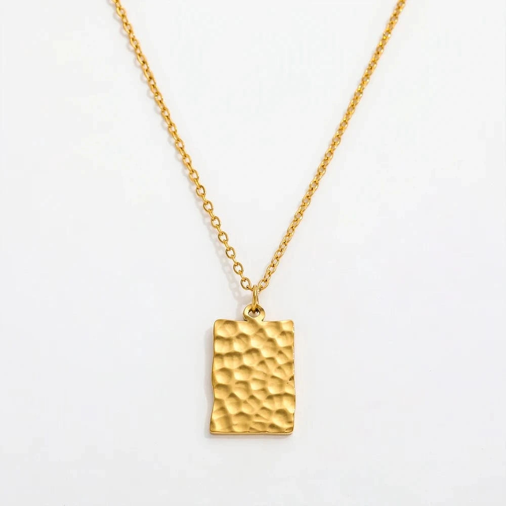 Gold Joolim Jewelry 18K Gold Plated Hammered Pendant Choker Necklace Dainty Necklace