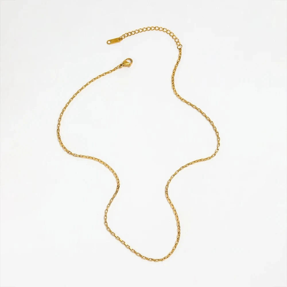 Gold Joolim Jewelry Stainless Steel  Box Chain Necklace Trendy Gold Jewelry