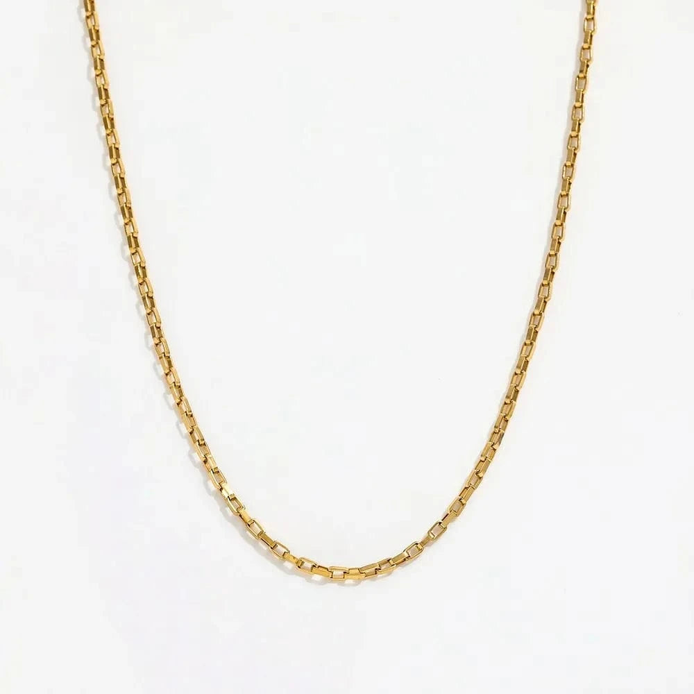 Gold Joolim Jewelry Stainless Steel  Box Chain Necklace Trendy Gold Jewelry