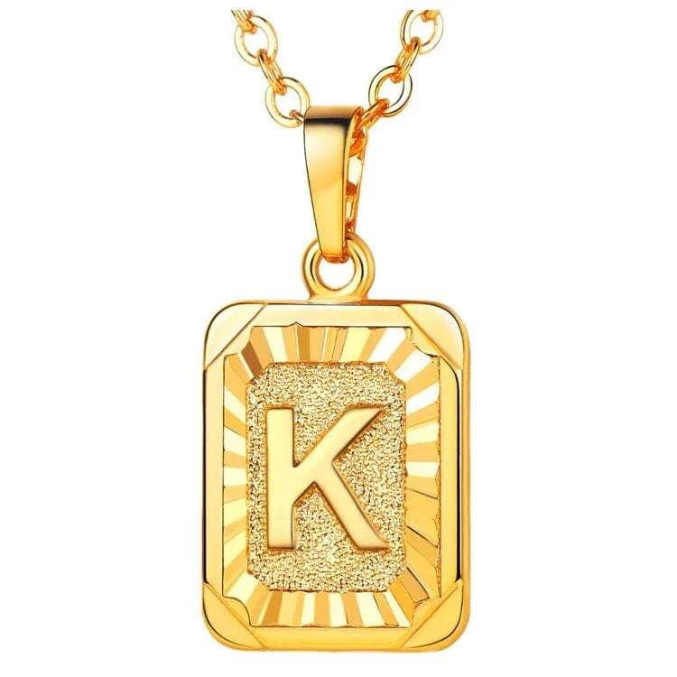 gold / k Wholesale English Letters Charm 18k Gold Plated Stainless Steel Chain Initial Letter Alphabet Pendant Necklace Women Jewelry