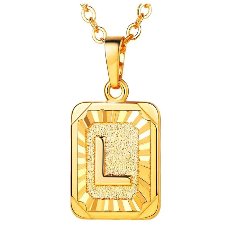 gold / L Wholesale English Letters Charm 18k Gold Plated Stainless Steel Chain Initial Letter Alphabet Pendant Necklace Women Jewelry