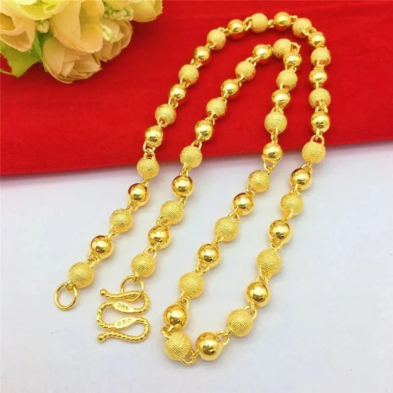 Gold Luxury 14K Gold Necklace for Men Women Thick Yellow Gold Necklace for Wedding Engagement Anniversary Beads Chain Jewelry Gifts