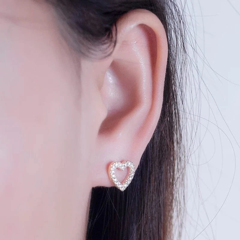 Gold Messi Gems New Product  Lady gift Heart Shape 14K/18k Gold Lab Grown Diamond Earrings