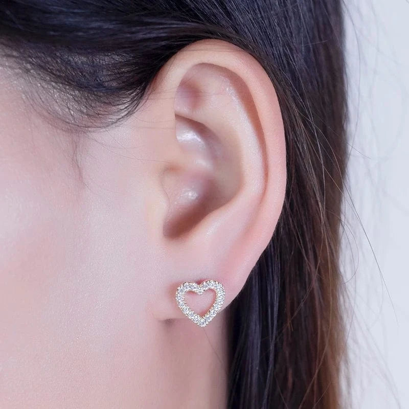 Gold Messi Gems New Product  Lady gift Heart Shape 14K/18k Gold Lab Grown Diamond Earrings