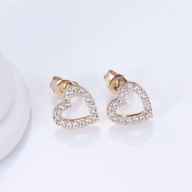 Gold Messi Gems New Product  Lady gift Heart Shape 14K/18k Gold Lab Grown Diamond Earrings