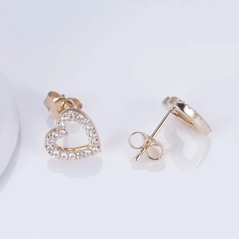 Gold Messi Gems New Product  Lady gift Heart Shape 14K/18k Gold Lab Grown Diamond Earrings