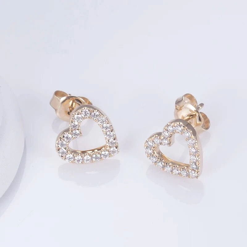 Gold Messi Gems New Product  Lady gift Heart Shape 14K/18k Gold Lab Grown Diamond Earrings