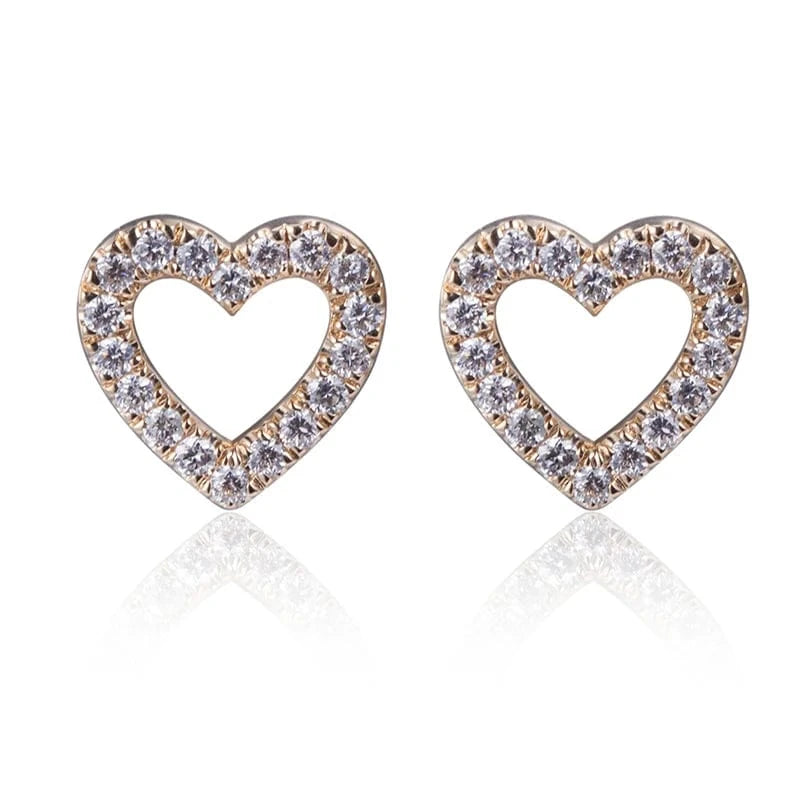 Gold Messi Gems New Product  Lady gift Heart Shape 14K/18k Gold Lab Grown Diamond Earrings