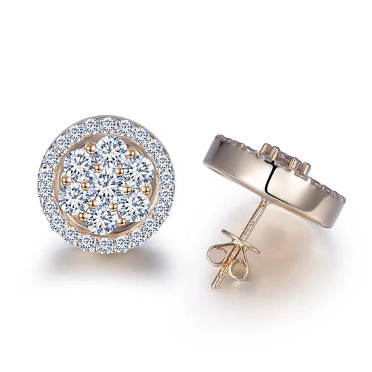 Gold Messi Gems Snow Flower Lady Gift 10K gold moissanite stud earrings