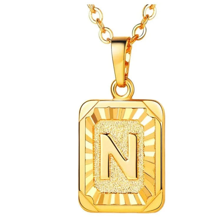 gold / n Wholesale English Letters Charm 18k Gold Plated Stainless Steel Chain Initial Letter Alphabet Pendant Necklace Women Jewelry