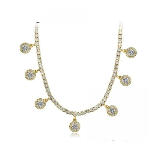 Gold necklace-01384 xuping 14k Brass Golden Cubic Zirconia Long  chain necklace for Women Girls