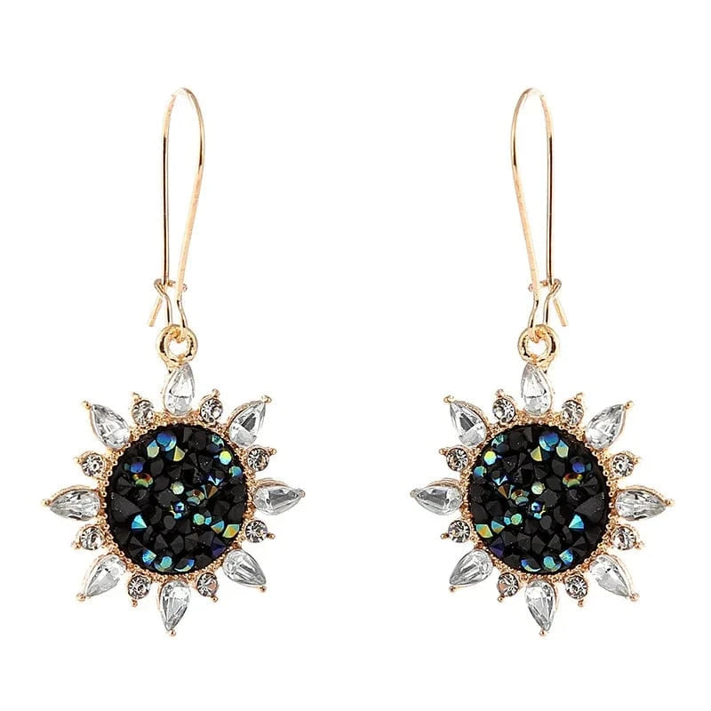 Gold New Fashion Brand Jewelry rhinestone Sunflower Dangle Earrings for Women crystal Gift flower Earrings