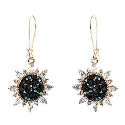 Gold New Fashion Brand Jewelry rhinestone Sunflower Dangle Earrings for Women crystal Gift flower Earrings