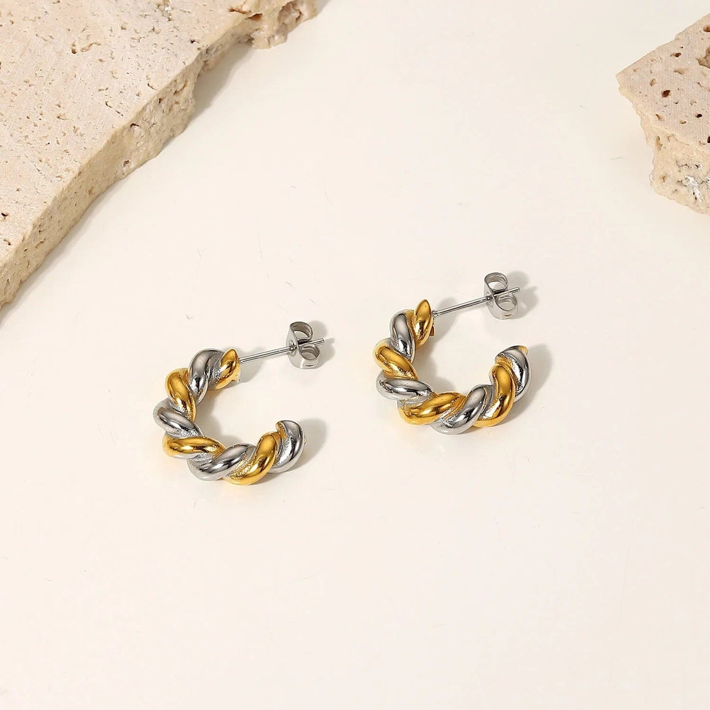 Gold New Luxury Trendy Jewelry 14K Gold Plated Stainless Steel Elongated Heart Love Pendant Hoop Earrings For Women