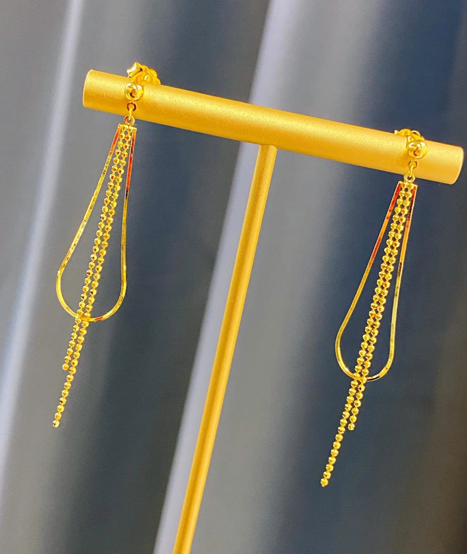 Gold NINE'S High Quality Drop Shipping Woman 18K Solid Real Gold Drop Dangle Earrings Dubai 18k Gold Jewelry Tassels Earrings