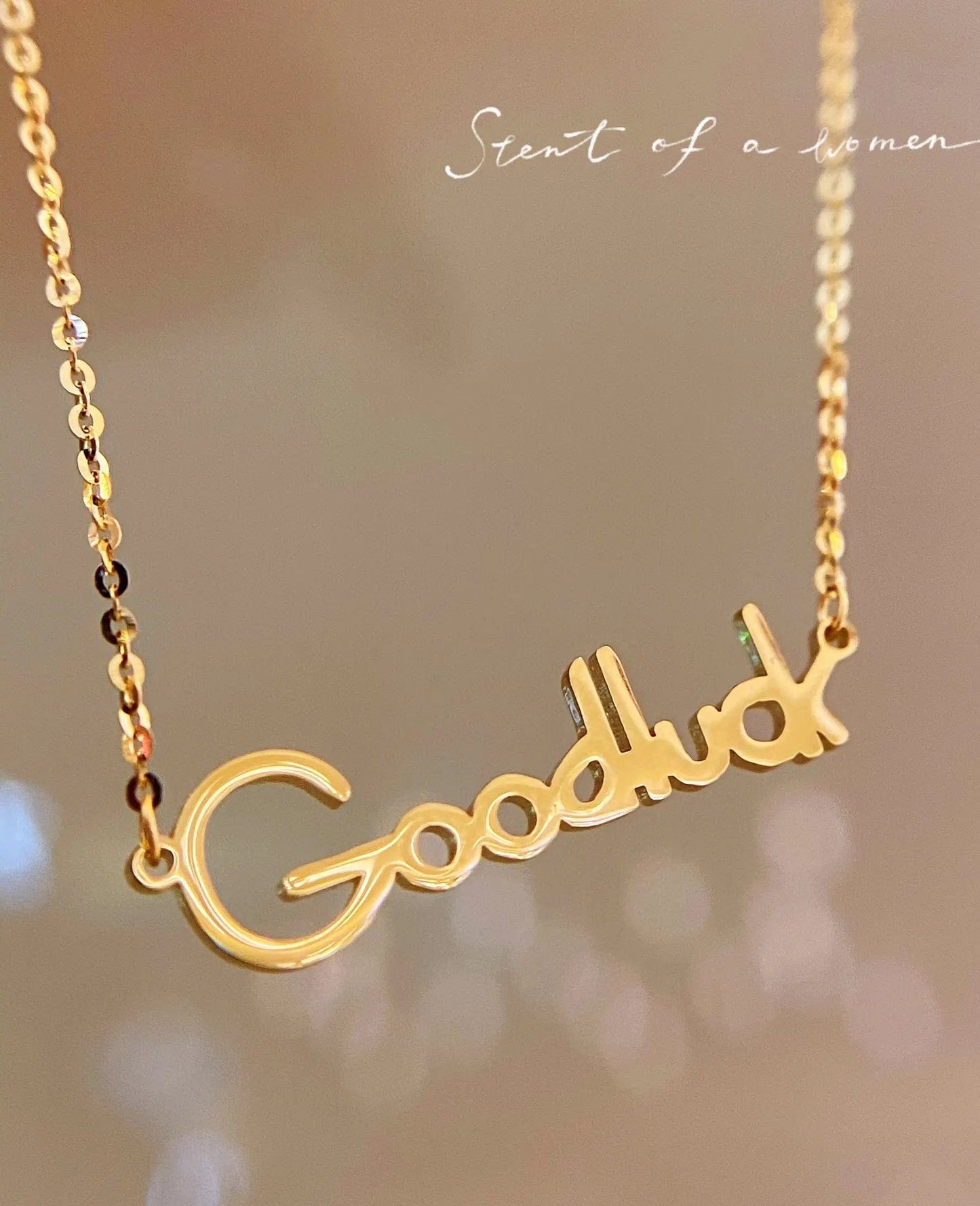 Gold NINE'S Trendy Good Luck Name Necklace Personalized 18K Real Gold Necklace Jewelry Solid Gold 18K Custom Name Necklace Wholesale