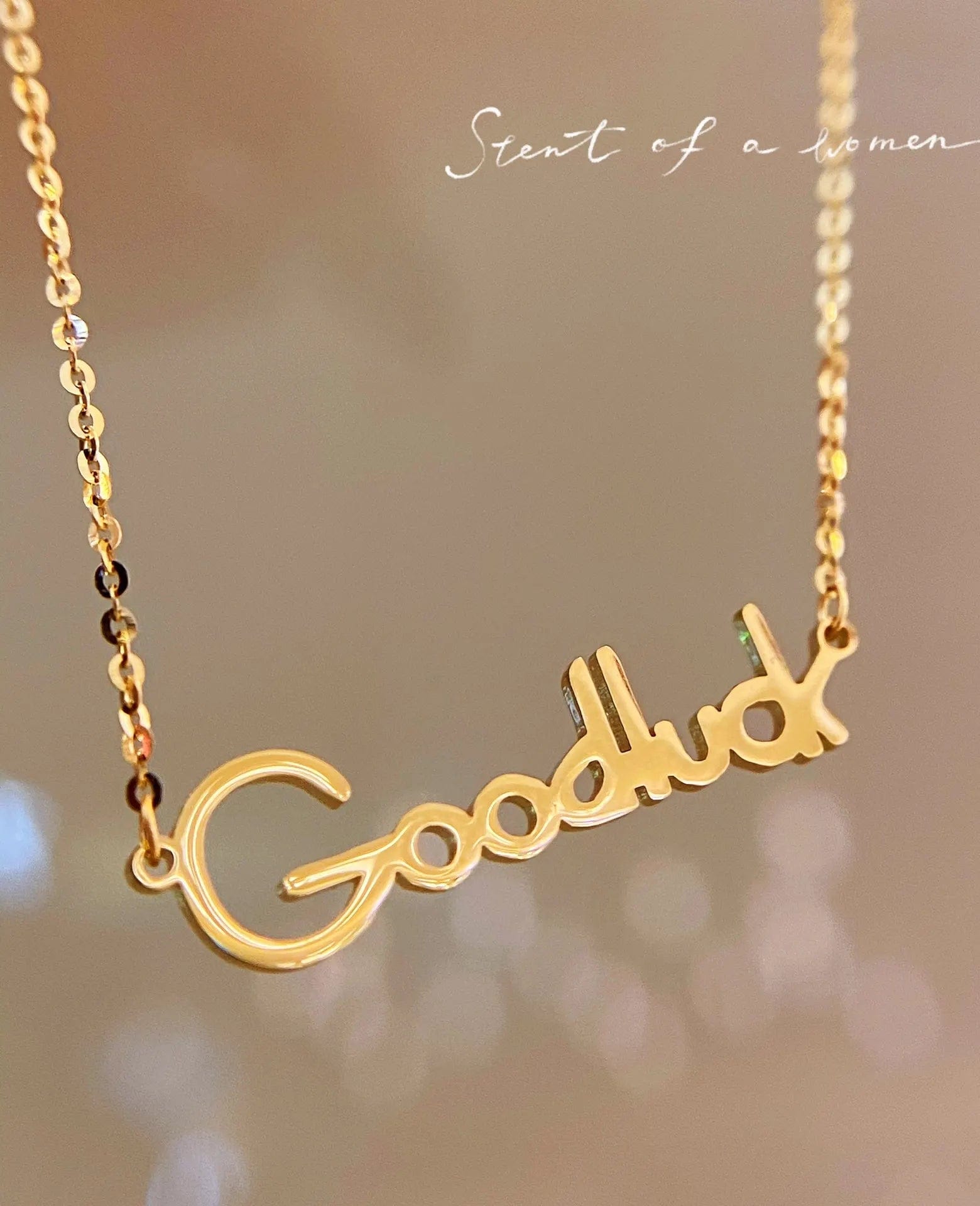 Gold NINE'S Trendy Good Luck Name Necklace Personalized 18K Real Gold Necklace Jewelry Solid Gold 18K Custom Name Necklace Wholesale