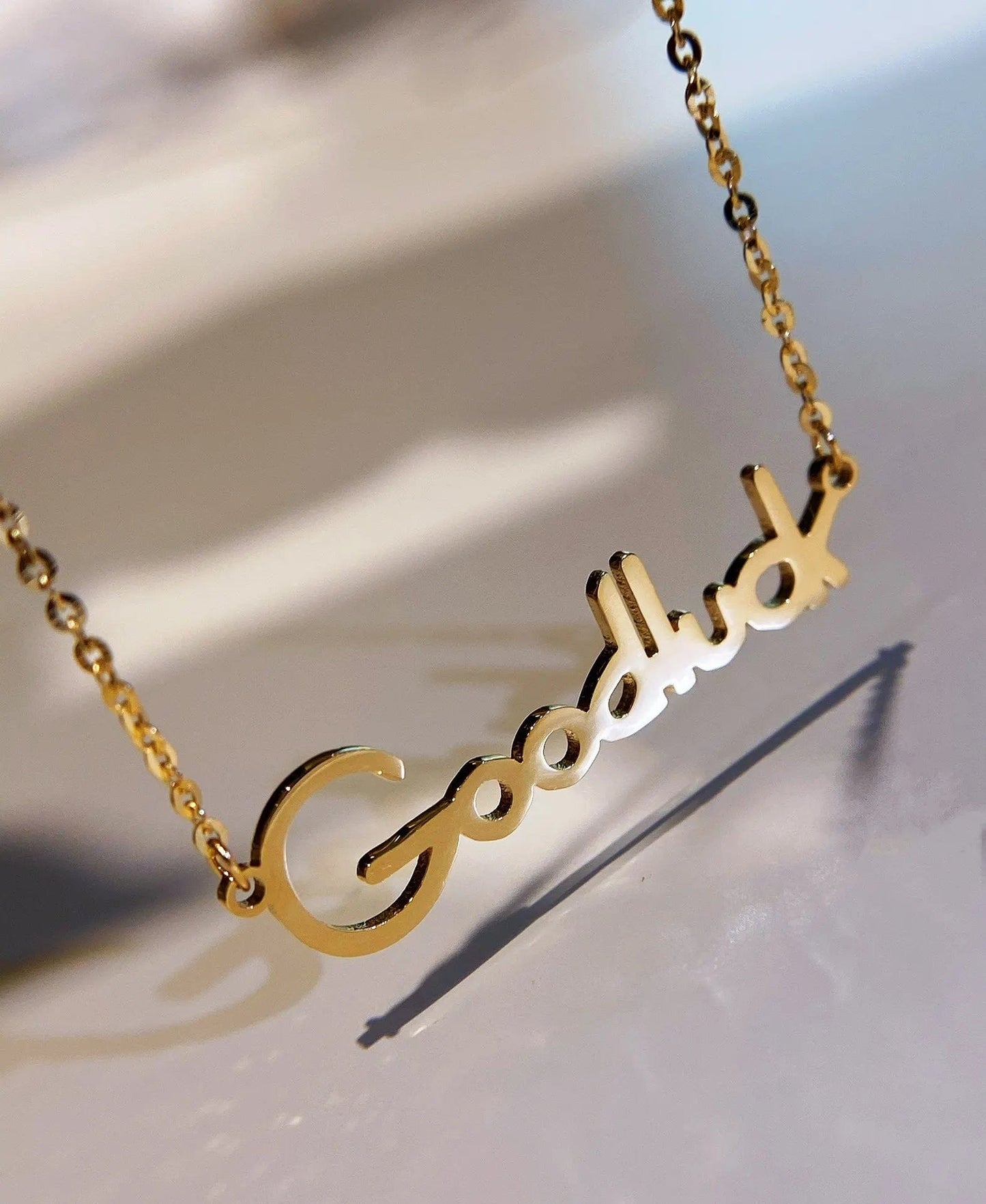 Gold NINE'S Trendy Good Luck Name Necklace Personalized 18K Real Gold Necklace Jewelry Solid Gold 18K Custom Name Necklace Wholesale