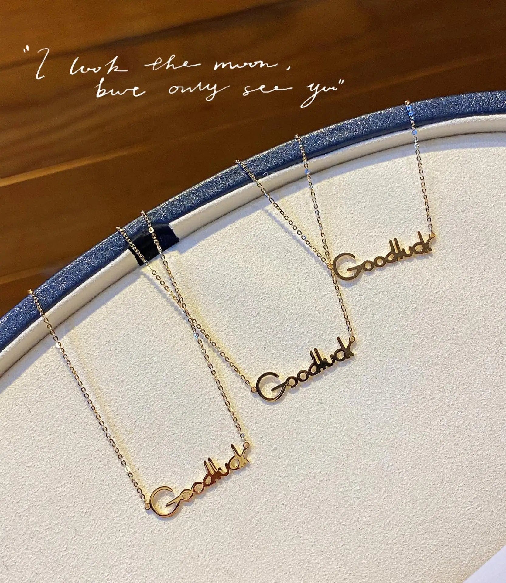 Gold NINE'S Trendy Good Luck Name Necklace Personalized 18K Real Gold Necklace Jewelry Solid Gold 18K Custom Name Necklace Wholesale