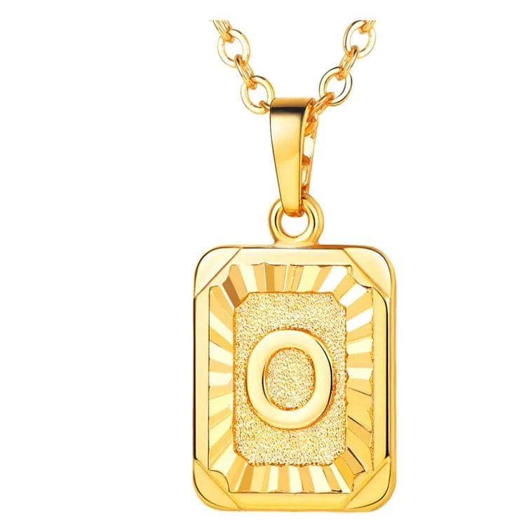 gold / o Wholesale English Letters Charm 18k Gold Plated Stainless Steel Chain Initial Letter Alphabet Pendant Necklace Women Jewelry