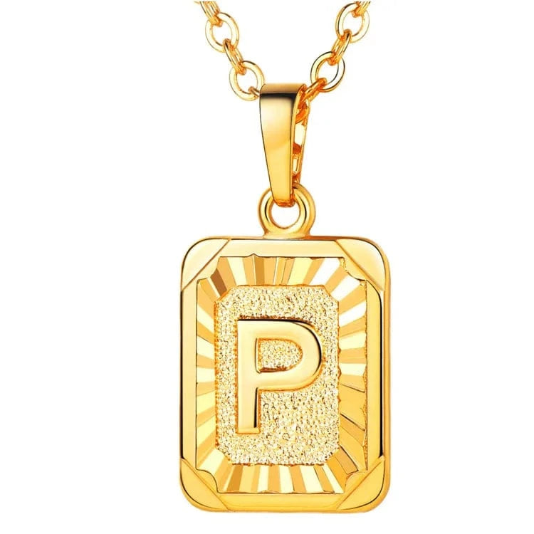 gold / p Wholesale English Letters Charm 18k Gold Plated Stainless Steel Chain Initial Letter Alphabet Pendant Necklace Women Jewelry