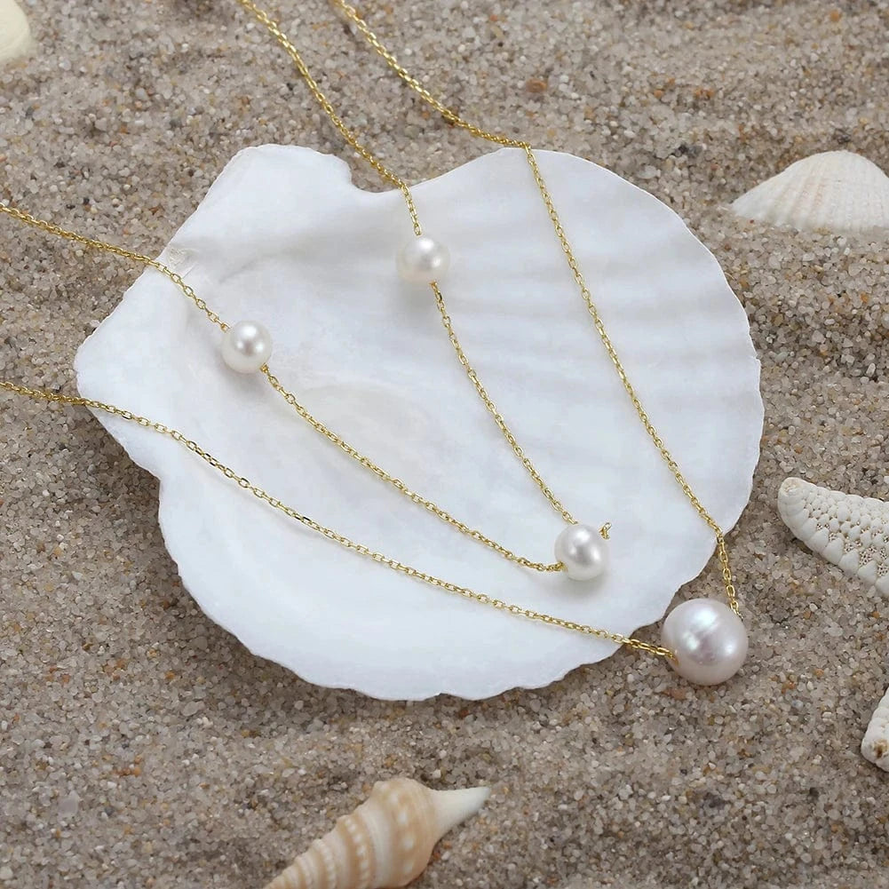 Gold Plated GPN31 Rinntin Gold Layered Cultured Freshwater Pear Necklaces For Women Wholesale 925 Sterling Silver Fine Jewelry Necklaces