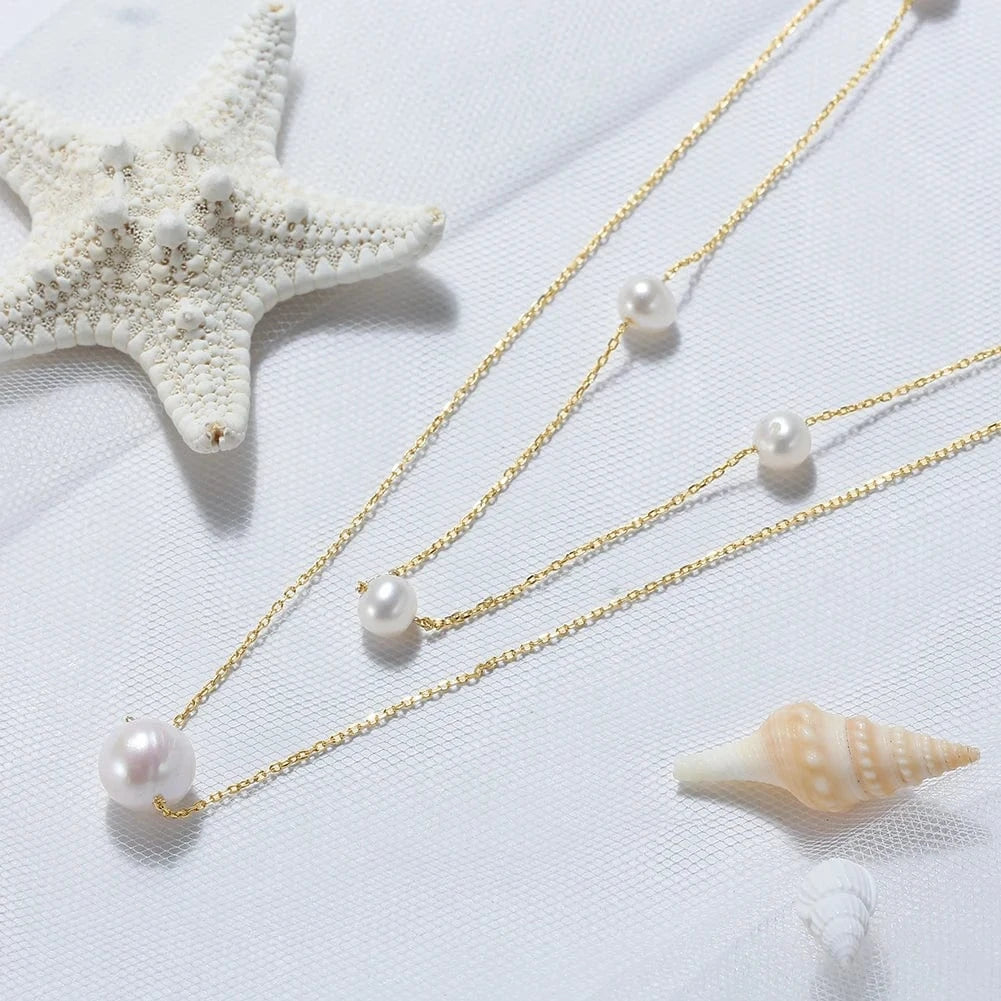 Gold Plated GPN31 Rinntin Gold Layered Cultured Freshwater Pear Necklaces For Women Wholesale 925 Sterling Silver Fine Jewelry Necklaces