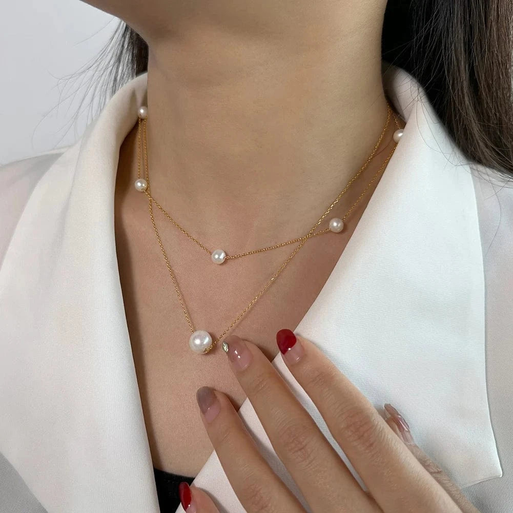 Gold Plated GPN31 Rinntin Gold Layered Cultured Freshwater Pear Necklaces For Women Wholesale 925 Sterling Silver Fine Jewelry Necklaces