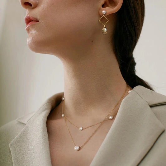 Gold Plated GPN31 Rinntin Gold Layered Cultured Freshwater Pear Necklaces For Women Wholesale 925 Sterling Silver Fine Jewelry Necklaces