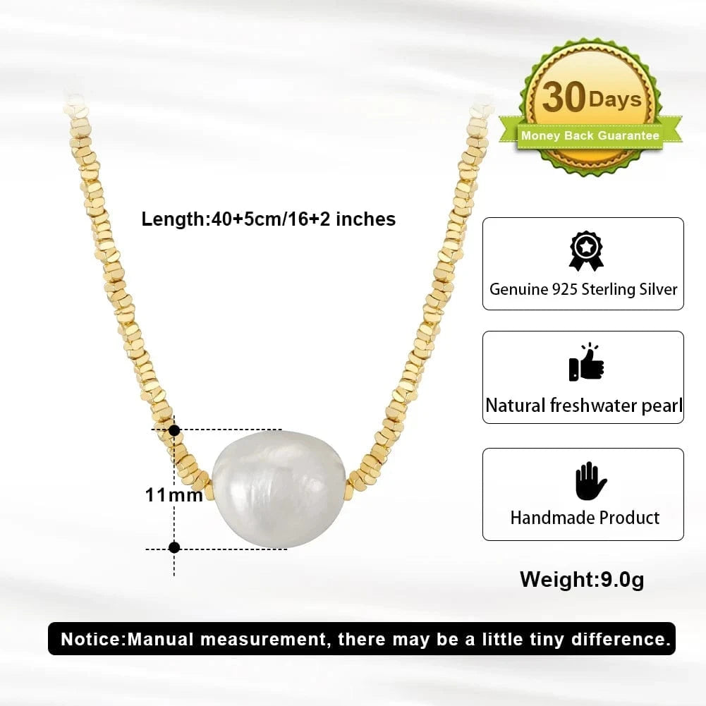 Gold Plated GPN36 Rinntin Silver Nugget Chain 14k Gold Plated Cultured Freshwater Pearl Choker Necklace Jewelry For Women