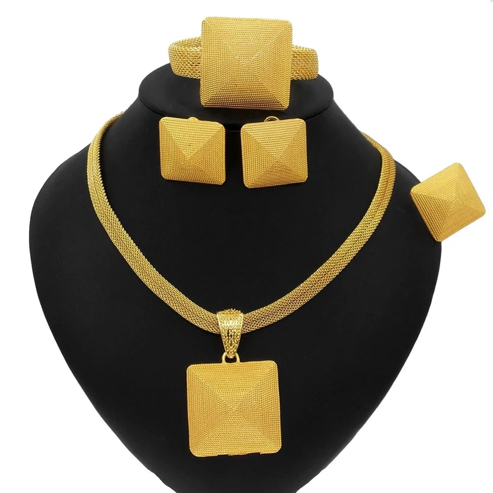 Gold Plated Wedding Party Jewelry Sets / Adjustable / HC21050119 Zhuerrui Newest Design 18K Gold Plated Wedding Party Jewelry Sets I Love You Xo Big Teddy Bear Hug and Kiss Jewelry HC21050119