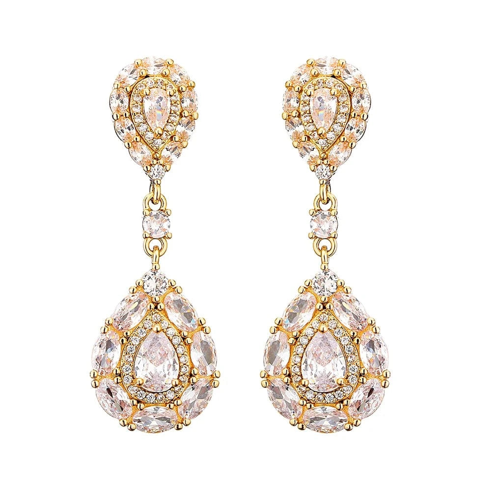Gold RAKOL EP1017 Fine Jewelry New Design Earrings  925 Silver Crystal Dangle Earrings Wedding Bridal Diamond Jewelry Earrings Women