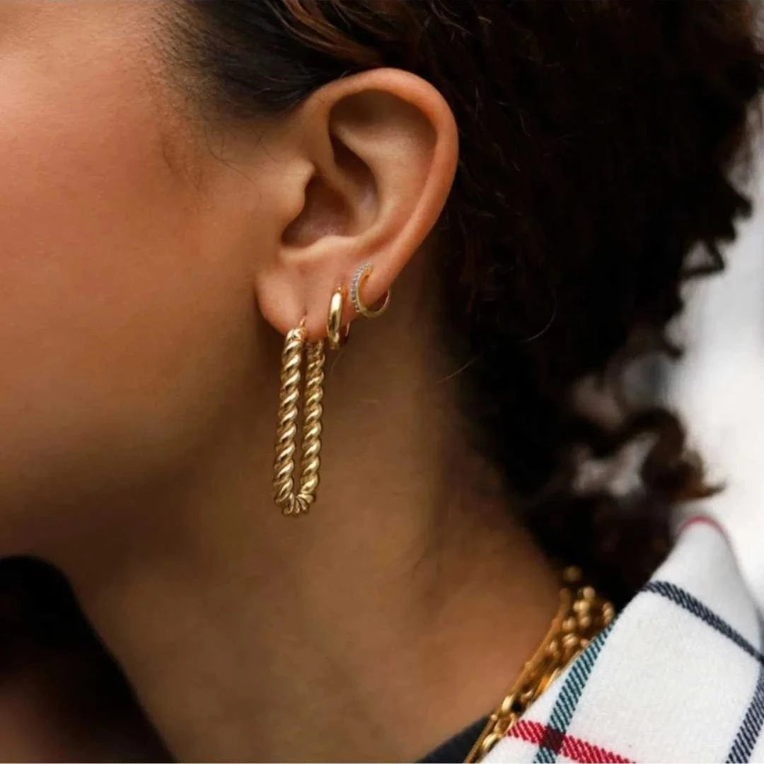 Gold RAKOL EP2743 2022 New Arrivals Simple Fashion Korean Hoop Earrings  Jewelry Gold Plated Spiral Earrings Women