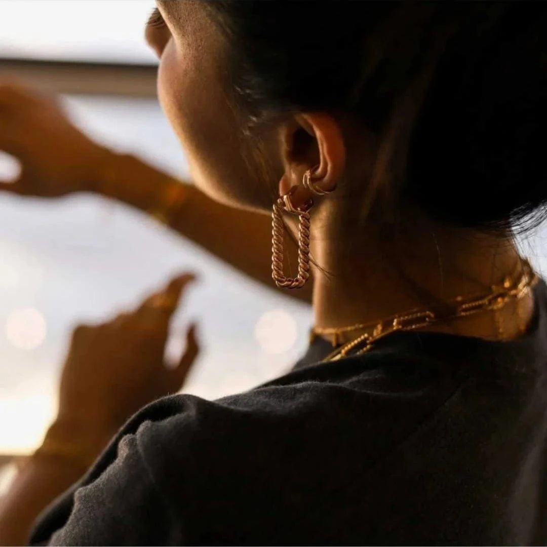 Gold RAKOL EP2743 2022 New Arrivals Simple Fashion Korean Hoop Earrings  Jewelry Gold Plated Spiral Earrings Women