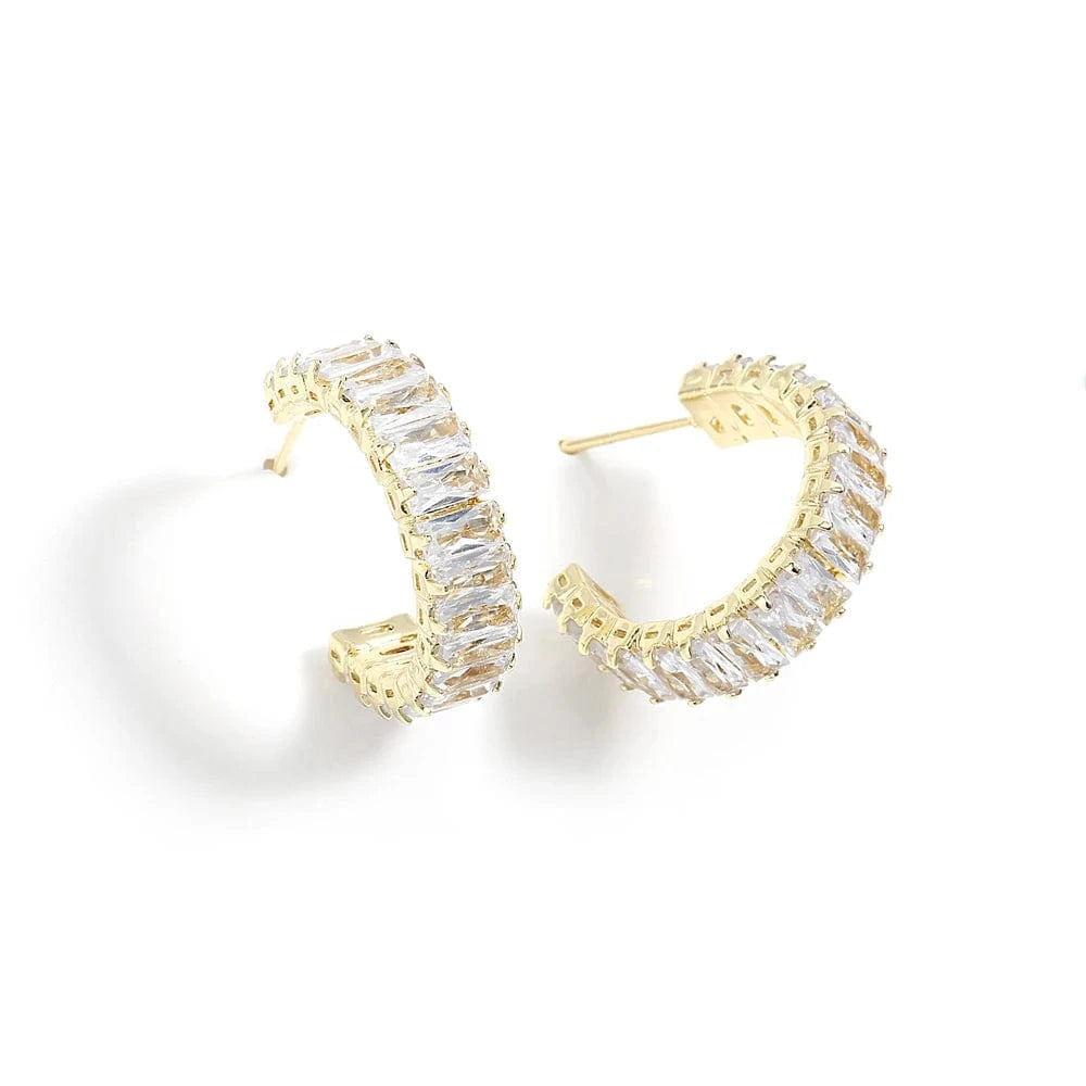 Gold RAKOL ZPE593 stainless steel zircon earring jewelry making hoop Micro Pave Iced Out CZ Cubic Zirconia Earrings