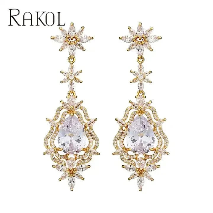 Gold Rokol Ep1061 2022 New Arrival Wedding Luxury Earring Gold Plated Zircon Earrings Silver Earrings Wedding Jewelry High Quality
